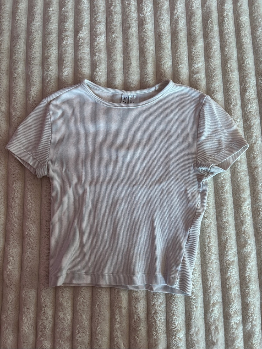 H and M Ribbed Short Sleeve Crop Top in White